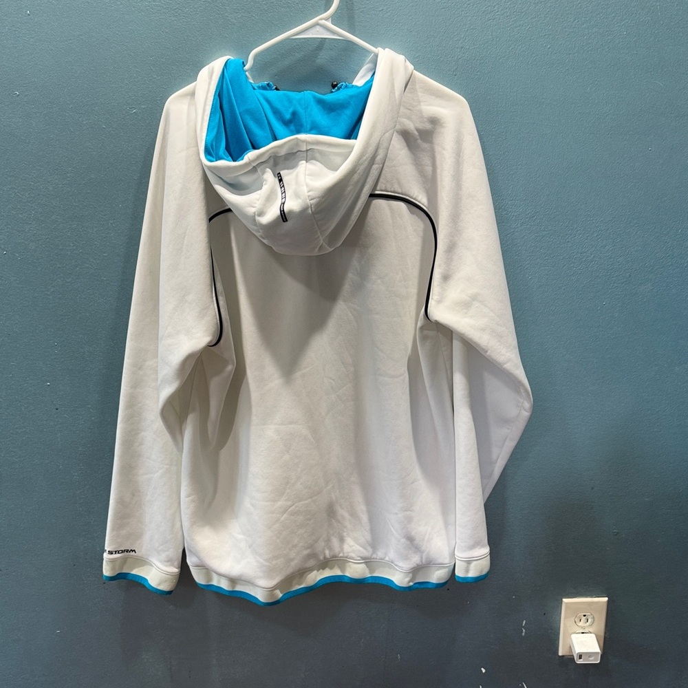 Under Armour Mens XL White Hoodie jacket brand new never worn with Blue Logo - Picture 8 of 9
